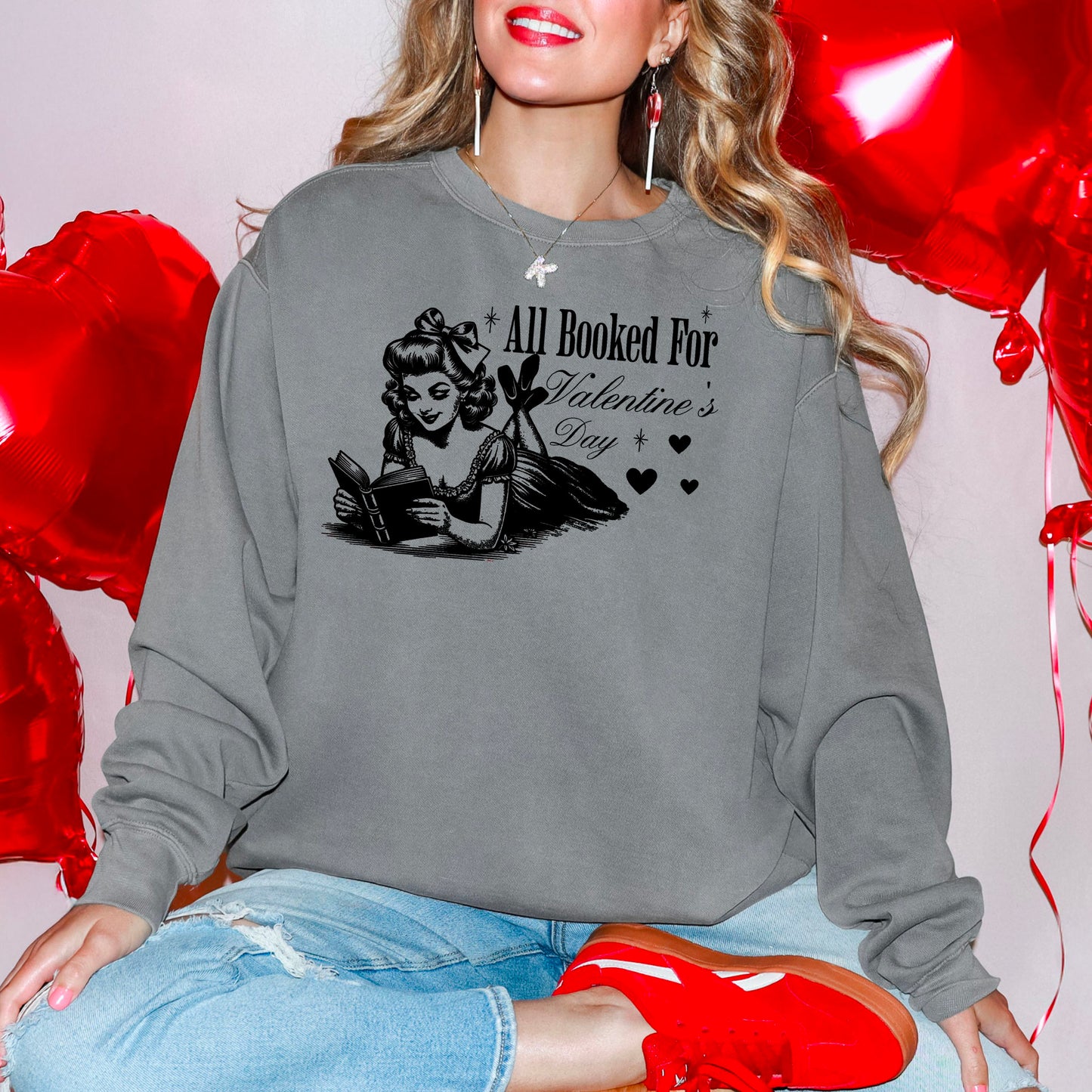 All Booked For Valentine’s Day Lightweight Comfort Colors Sweatshirt