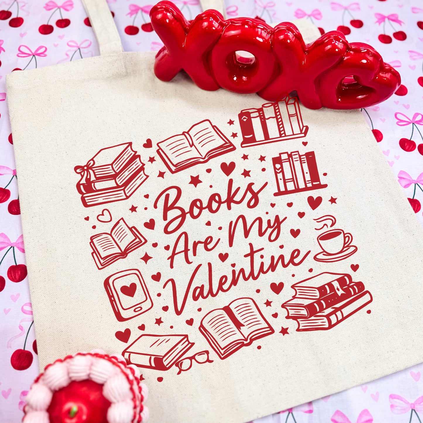 Books Are My Valentine (Graphic) Canvas Tote Bag