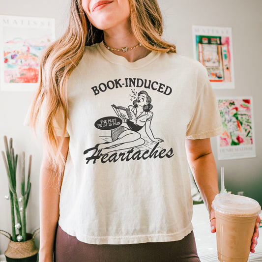 Book Induced Heartache Premium Comfort Colors Cropped Boxy Shirt