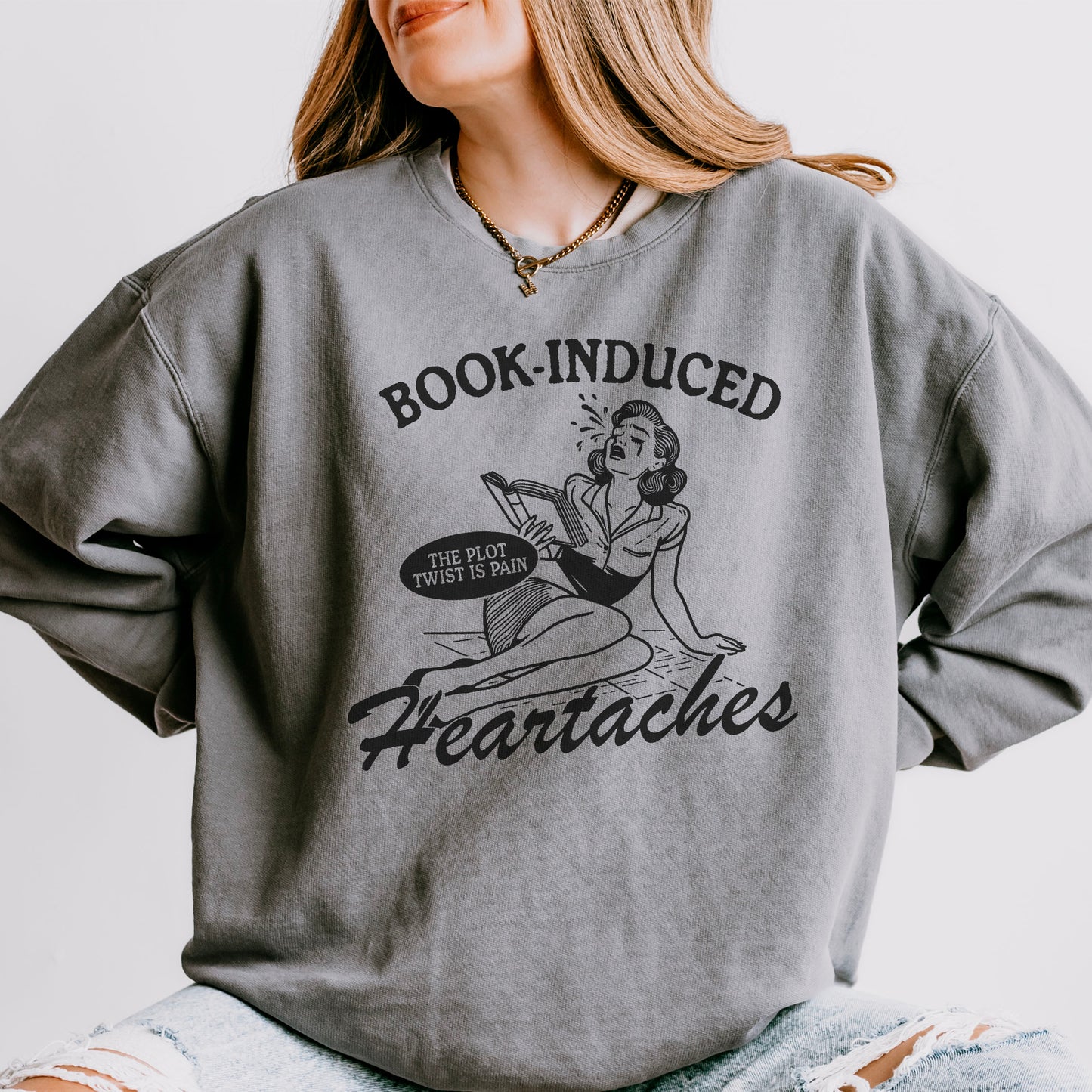 Book Induced Heartache Lightweight Comfort Colors Premium Sweatshirt