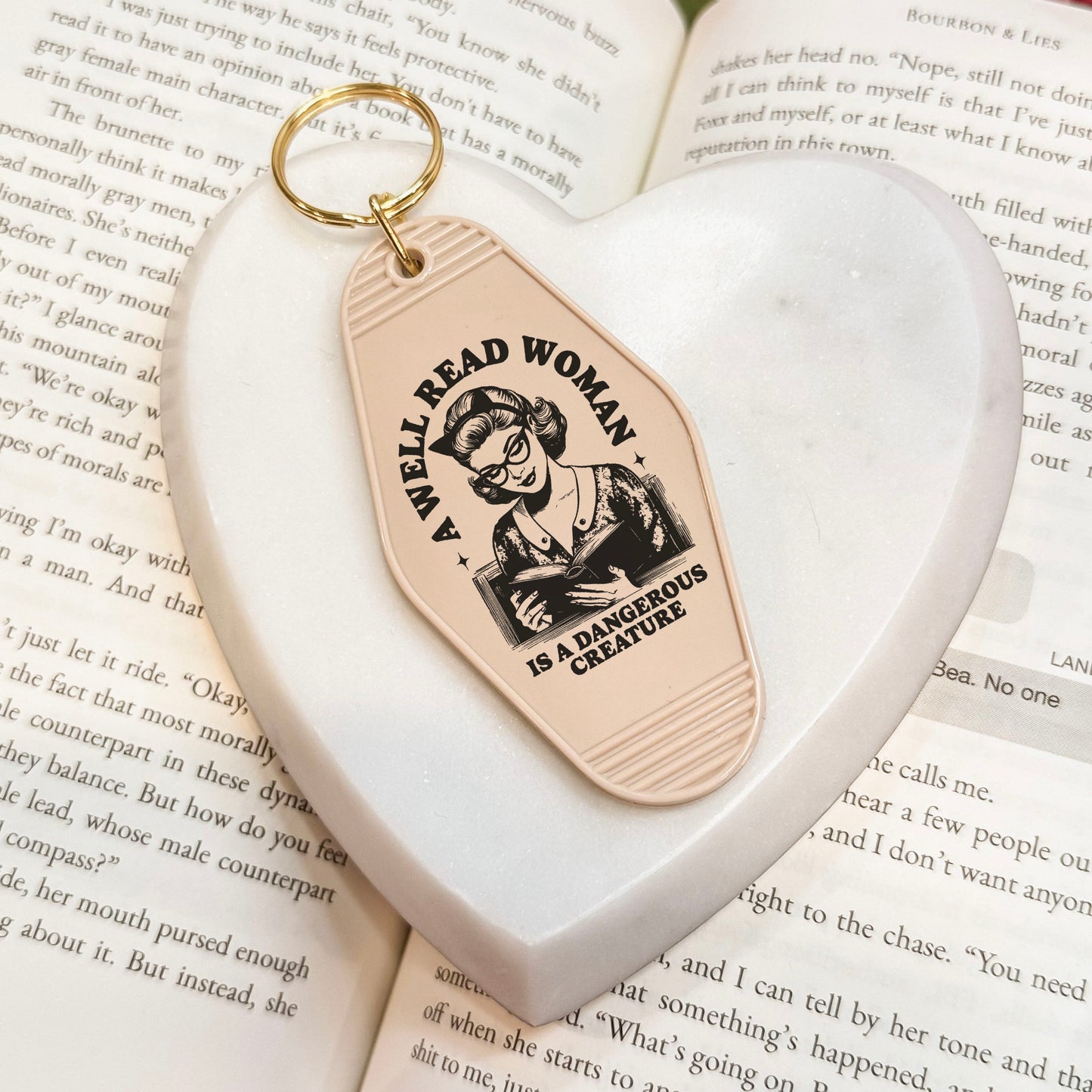 A Well Read Woman Is A Dangerous Creature Bookish Motel Keychain