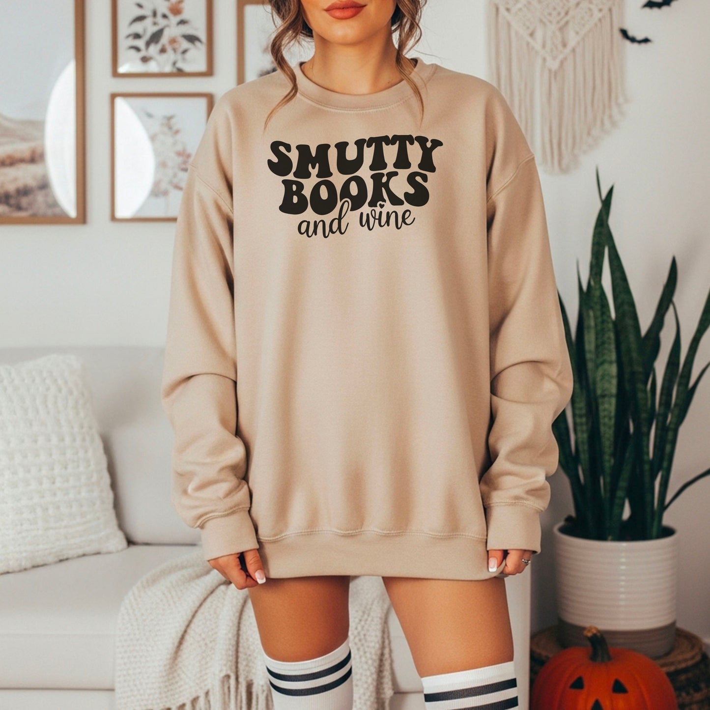 Smutty Books And Wine Gildan Crewneck Sweatshirt