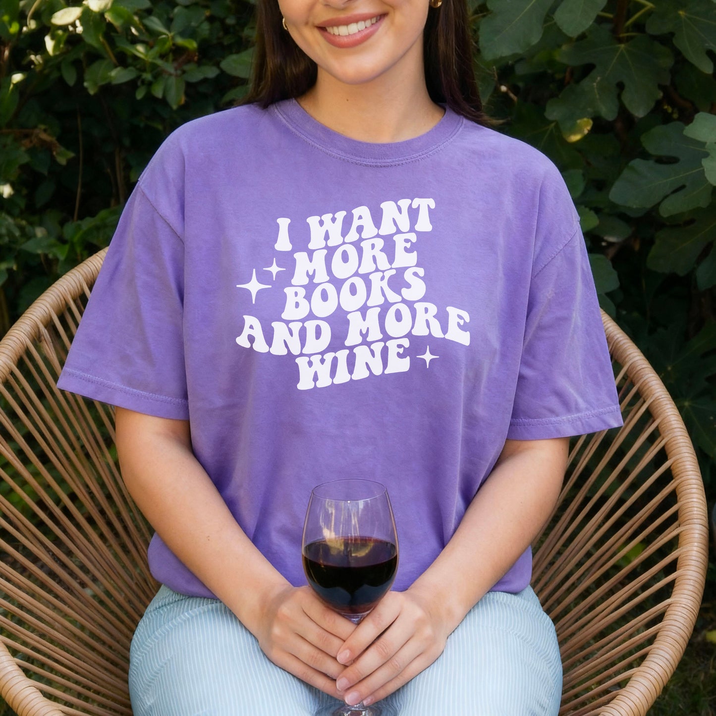 I Want More Books And More Wine Heavyweight Comfort Colors Shirt