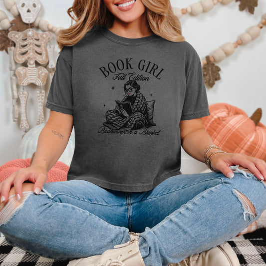 Book Girl Fall Edition - Comfort Colors Boxy Cropped Shirt | Perfect for Book Lovers