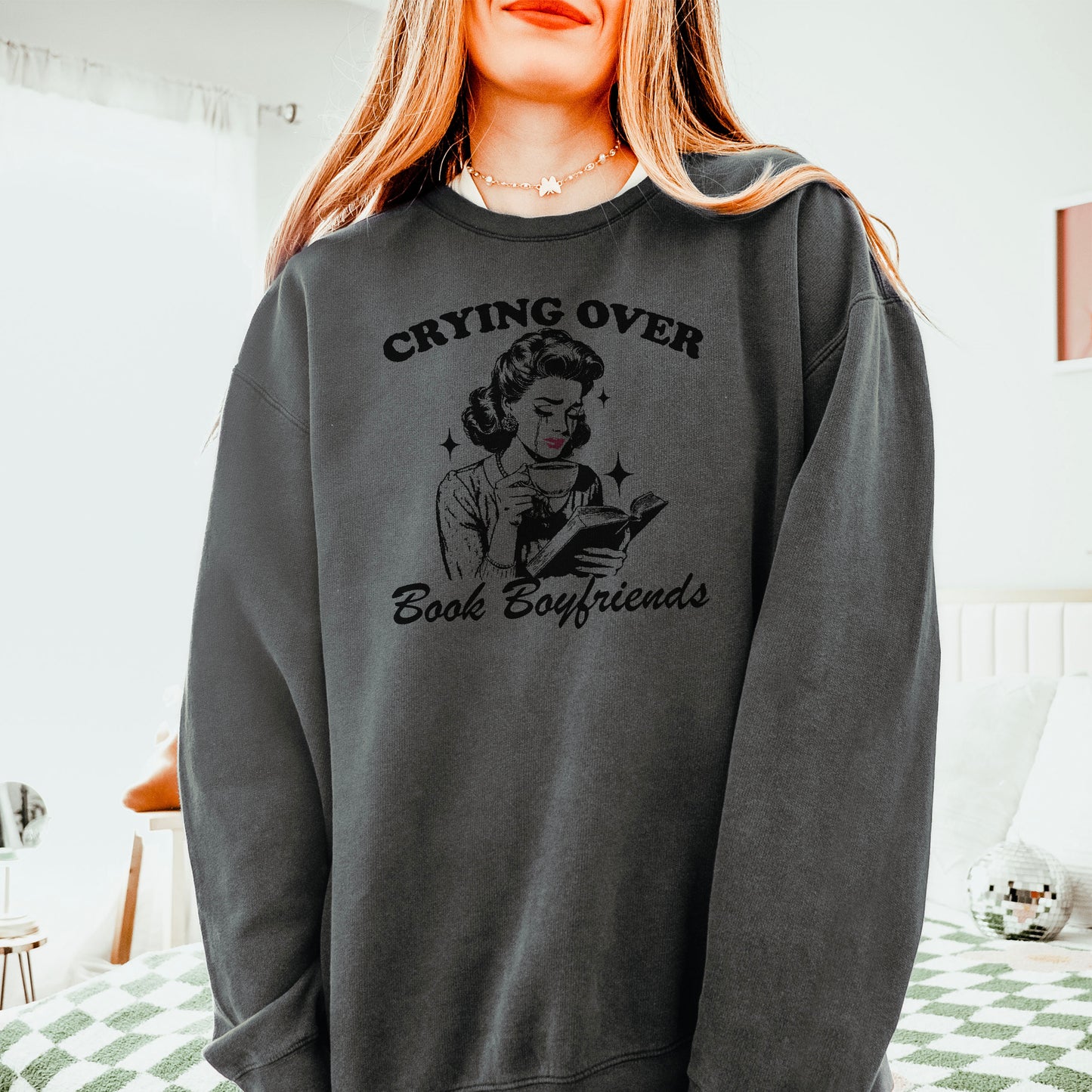 Crying Over Book Boyfriends Lightweight Comfort Colors Sweatshirt