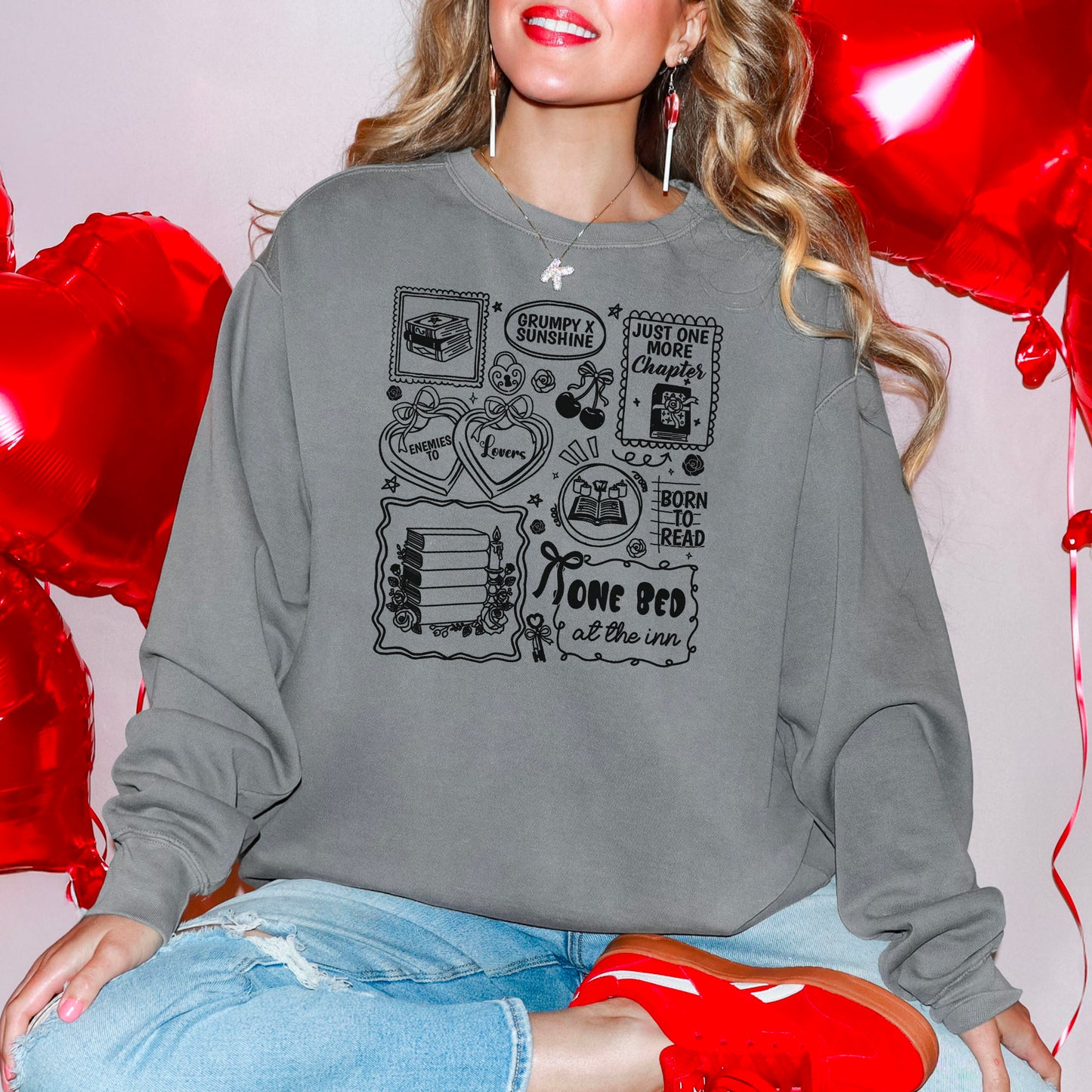 Bookish Romance Tropes Lightweight Comfort Colors Sweatshirt