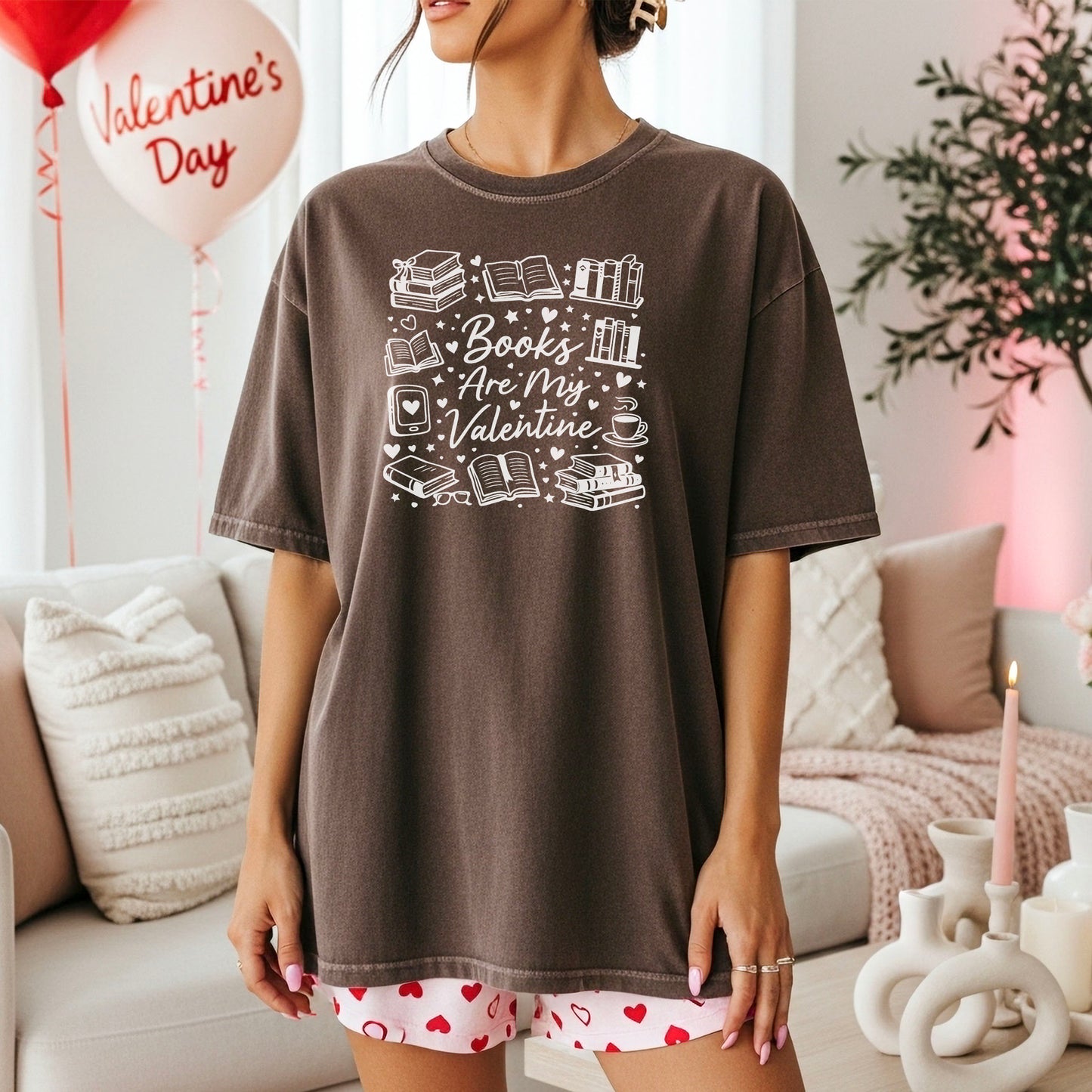 Books Are My Valentine (Graphic) Heavyweight Comfort Colors Shirt
