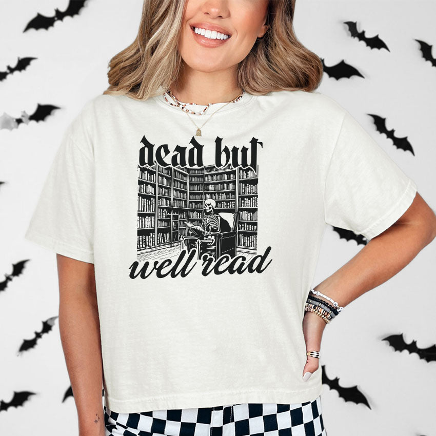Dead But Well Read Heavyweight Comfort Colors Boxy Cropped Tee