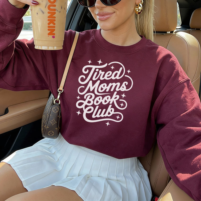 Tired Moms Book Club Gildan Crewneck Sweatshirt