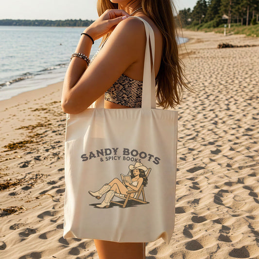 Sandy Boots & Spicy Books Canvas Tote Bag