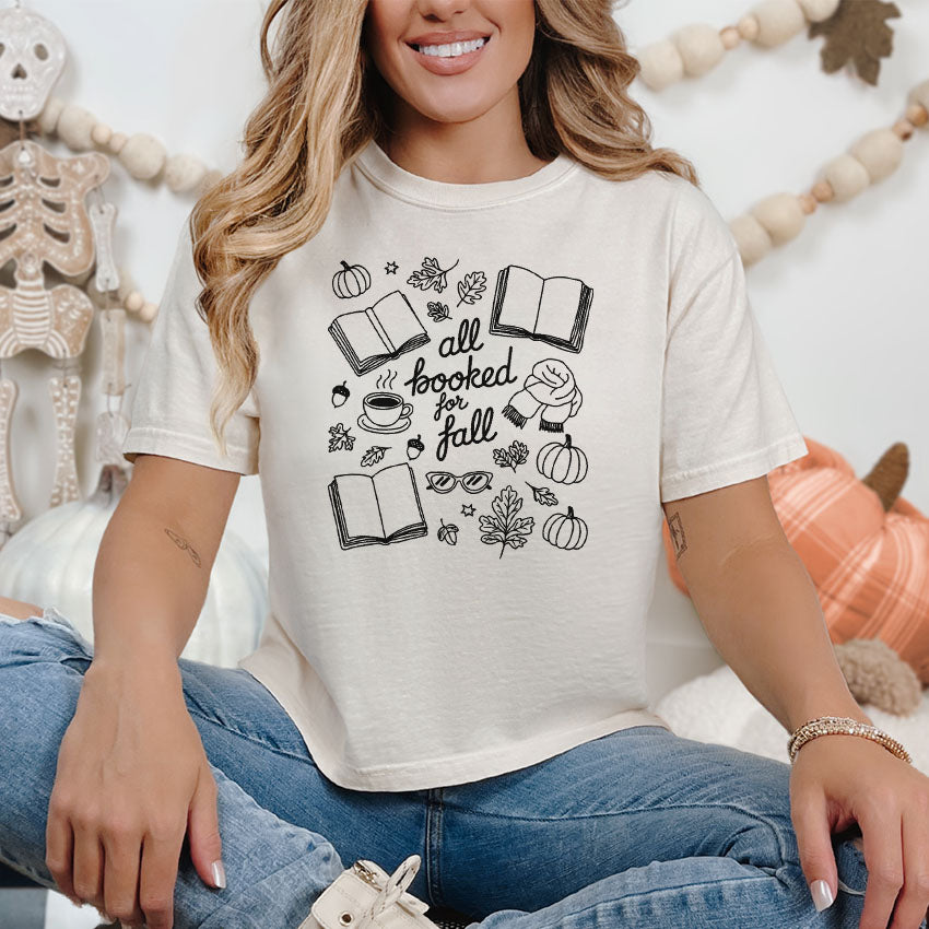 All Booked for Fall Heavyweight Comfort Colors Boxy Cropped Tee