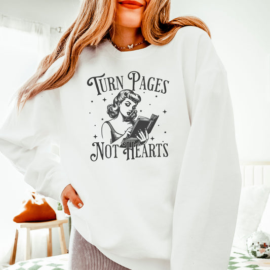 Turn Pages Not Hearts Comfort Colors Lightweight Sweatshirt for Book Lovers | Perfect for Valentine’s Day