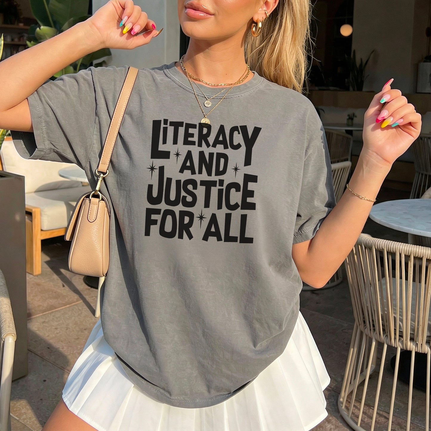 Literacy And Justice For All Heavyweight Comfort Colors Shirt