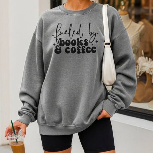 Fueled by Books and Coffee Lightweight Comfort Colors Sweatshirt
