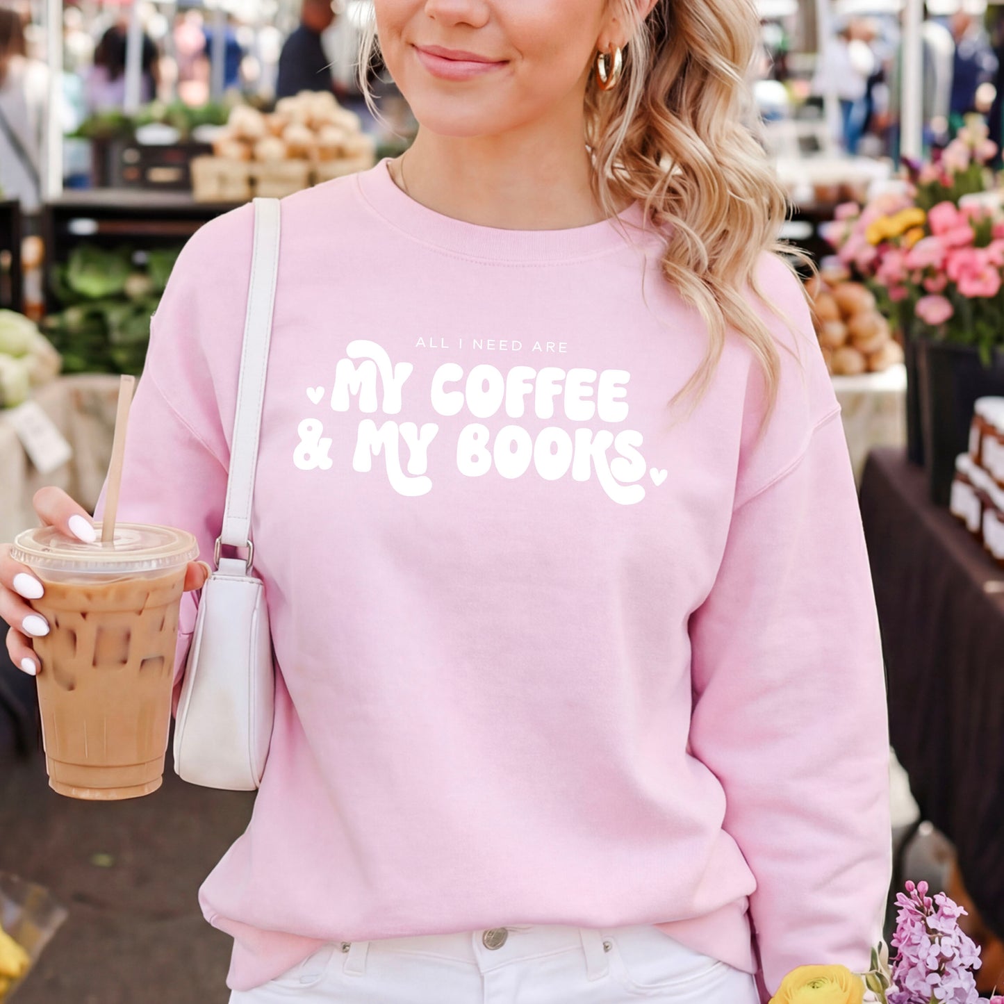 All I Need Are My Coffee & My Books Gildan Crewneck Sweatshirt
