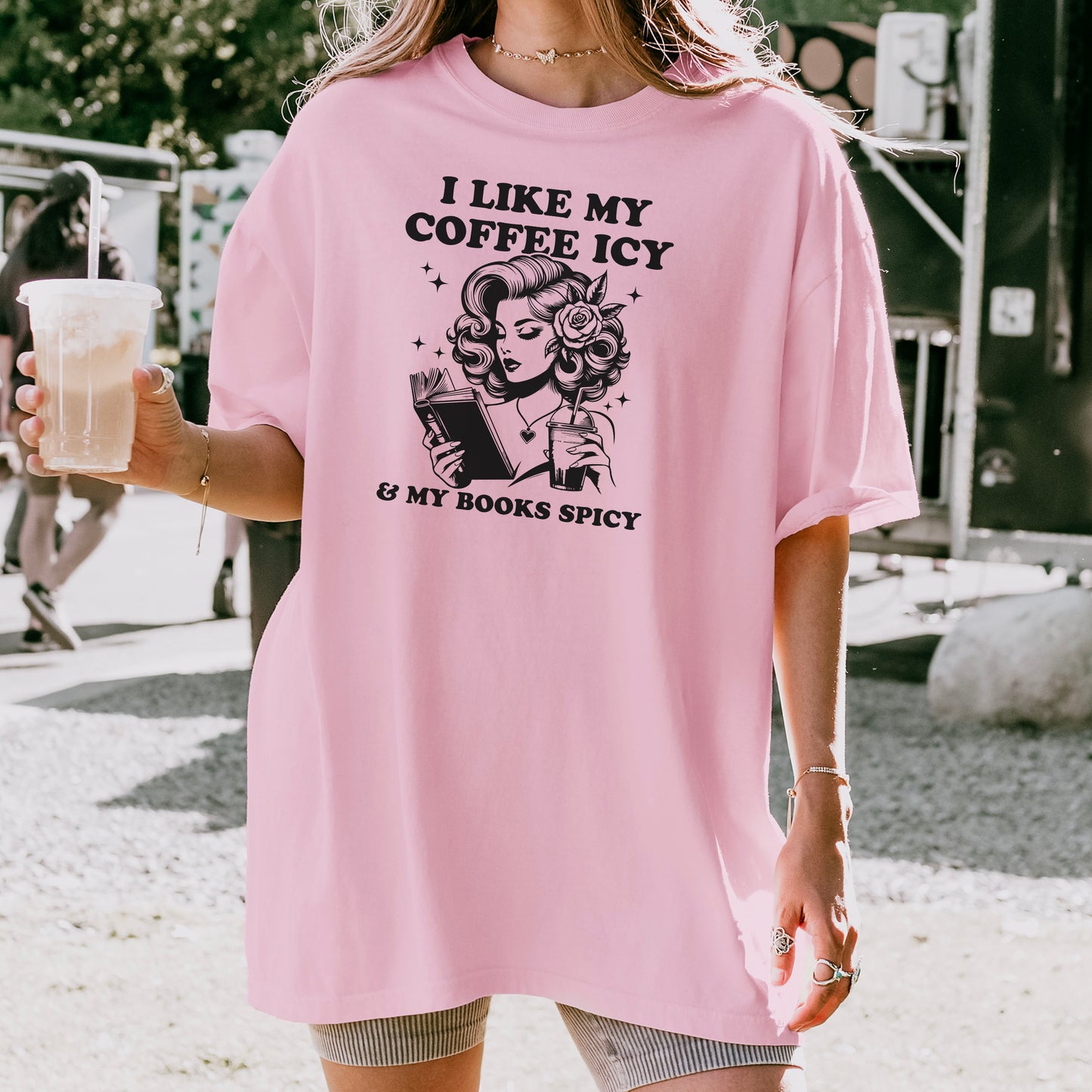 I Like My Coffee Icy & My Books Spicy Heavyweight Comfort Colors Shirt