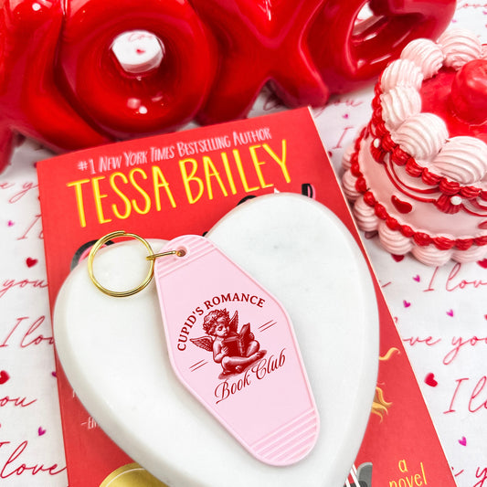 Cupid’s Romance Book Club Retro Motel Keychain