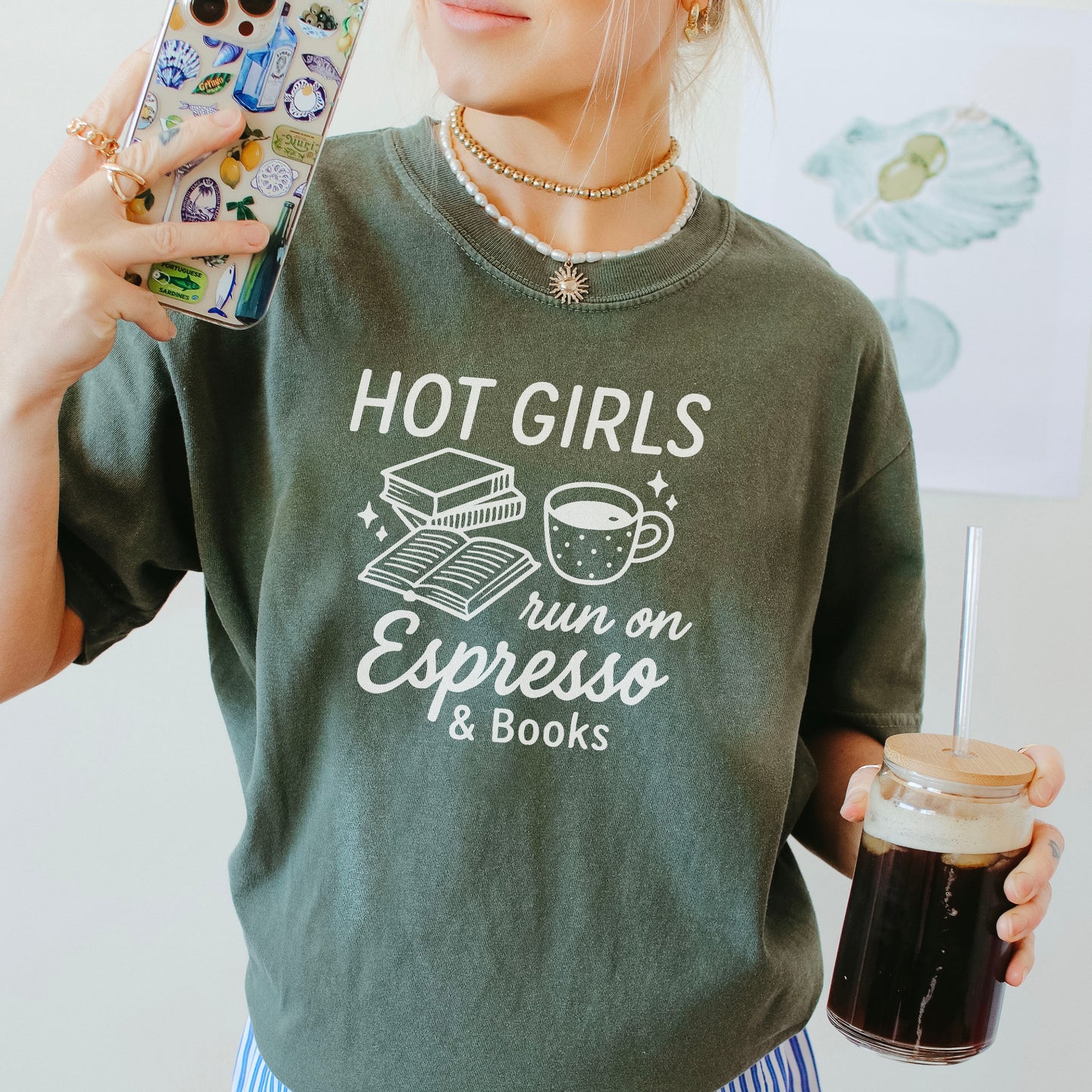 Hot Girls Run On Espresso And Books Heavyweight Comfort Colors Shirt