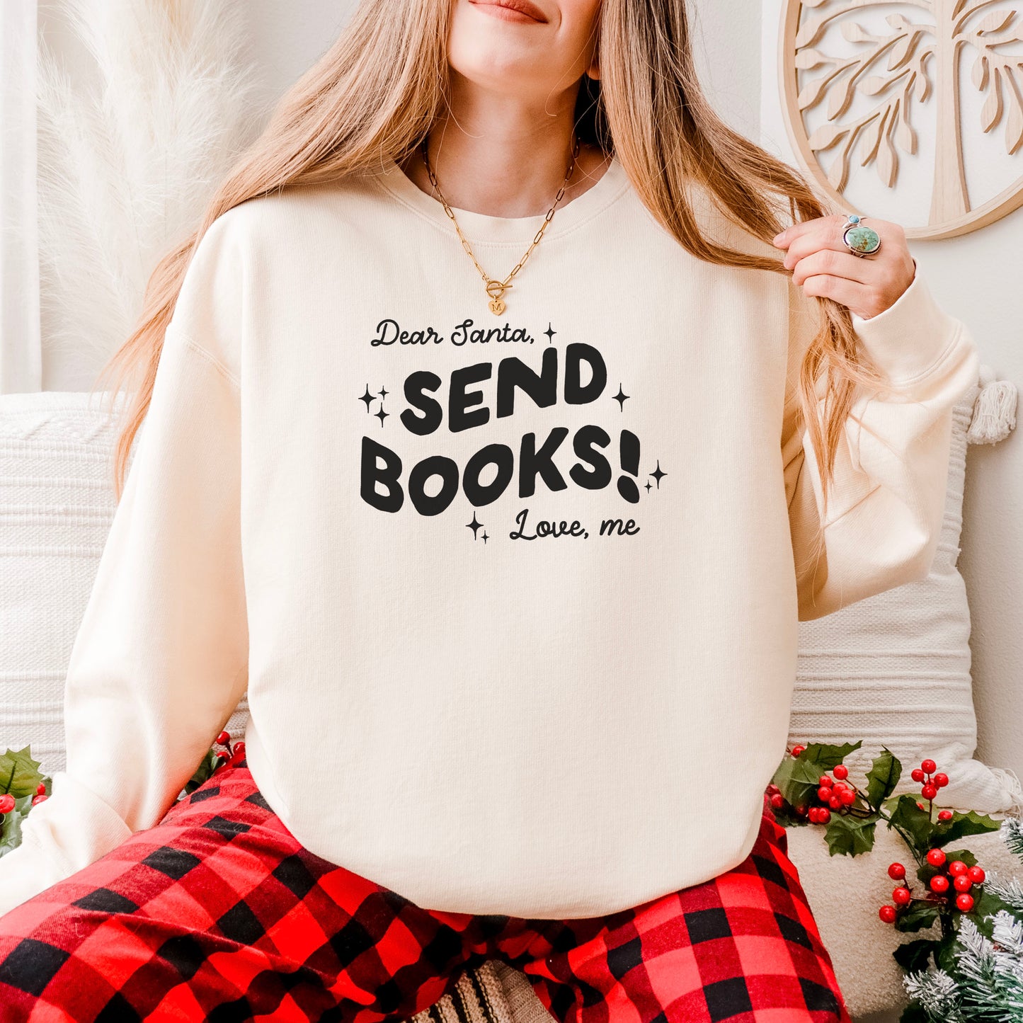 Dear Santa, Send Books! Lightweight Comfort Colors Sweatshirt