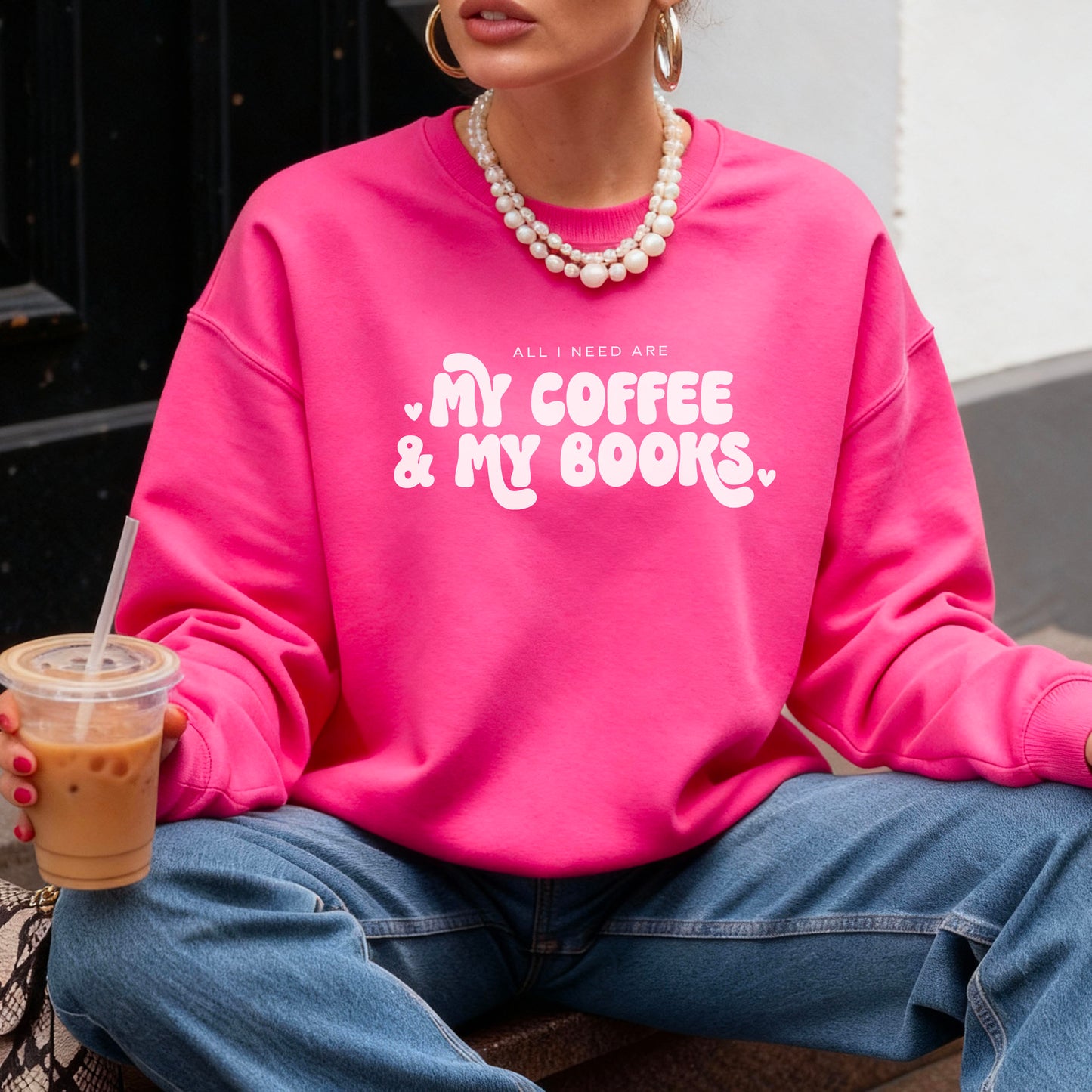 All I Need Are My Coffee & My Books Gildan Crewneck Sweatshirt