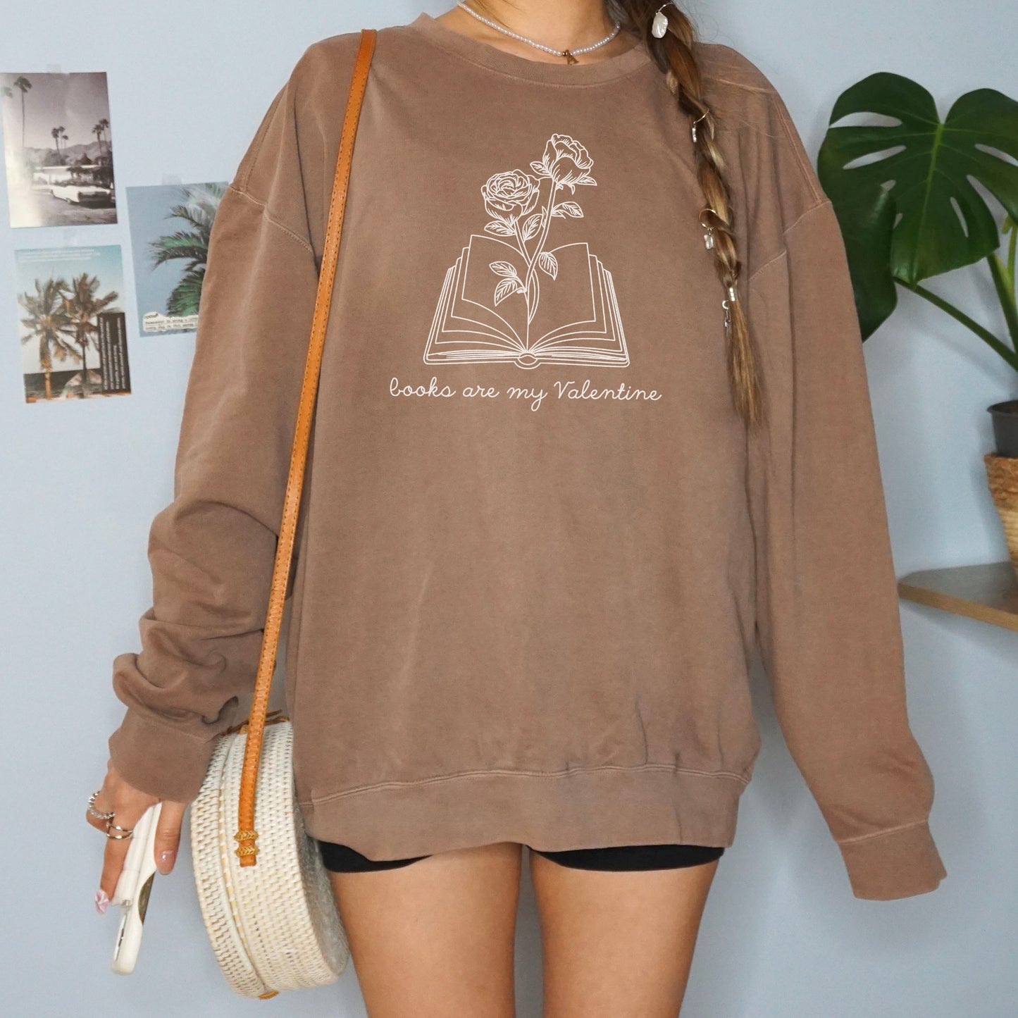 Books Are My Valentine (Floral) Lightweight Comfort Colors Sweatshirt