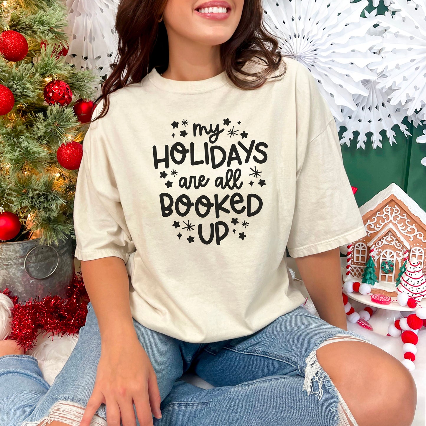 My Holidays Are All Booked Up - Comfort Colors Premium Bookish Christmas Shirt