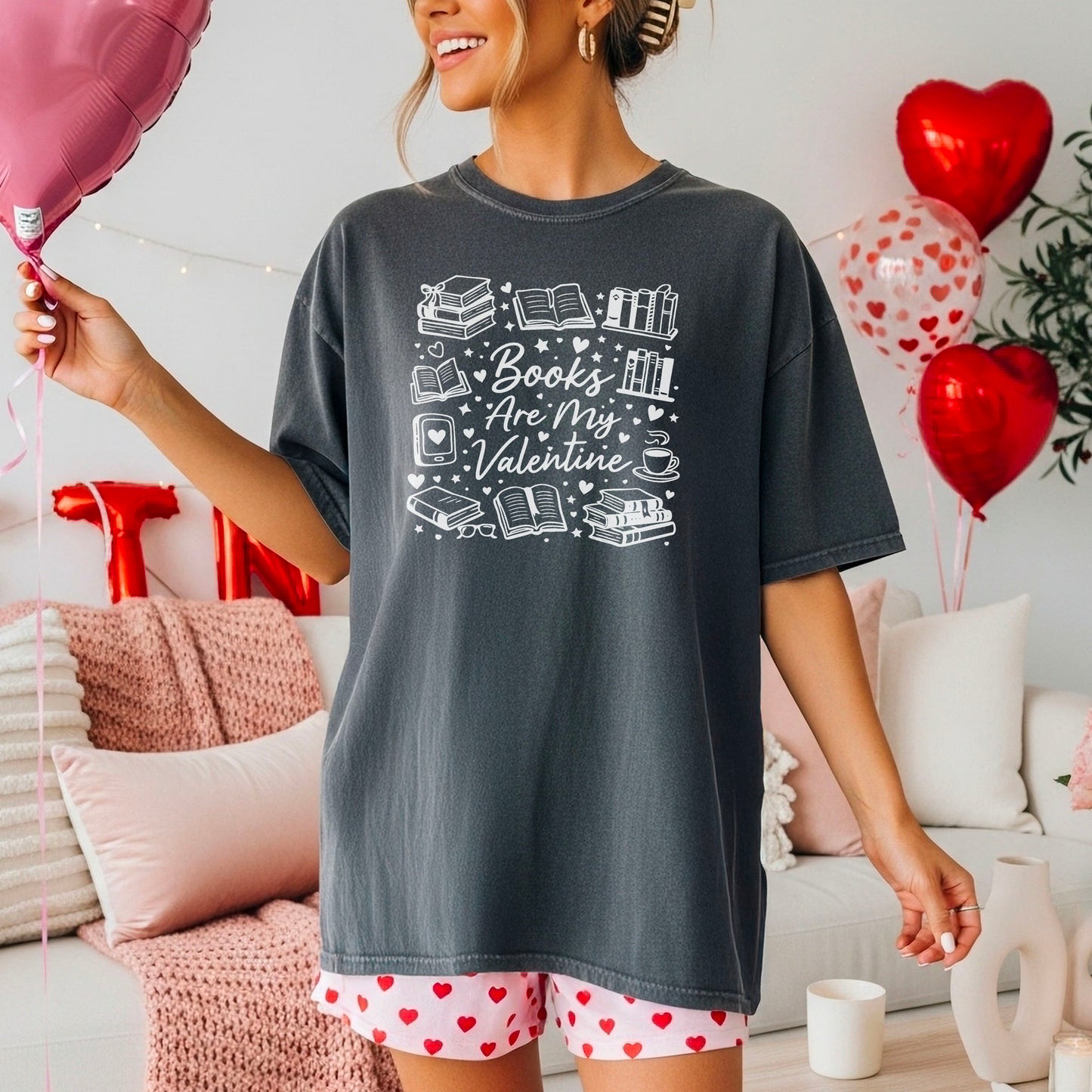 Books Are My Valentine (Graphic) Heavyweight Comfort Colors Shirt