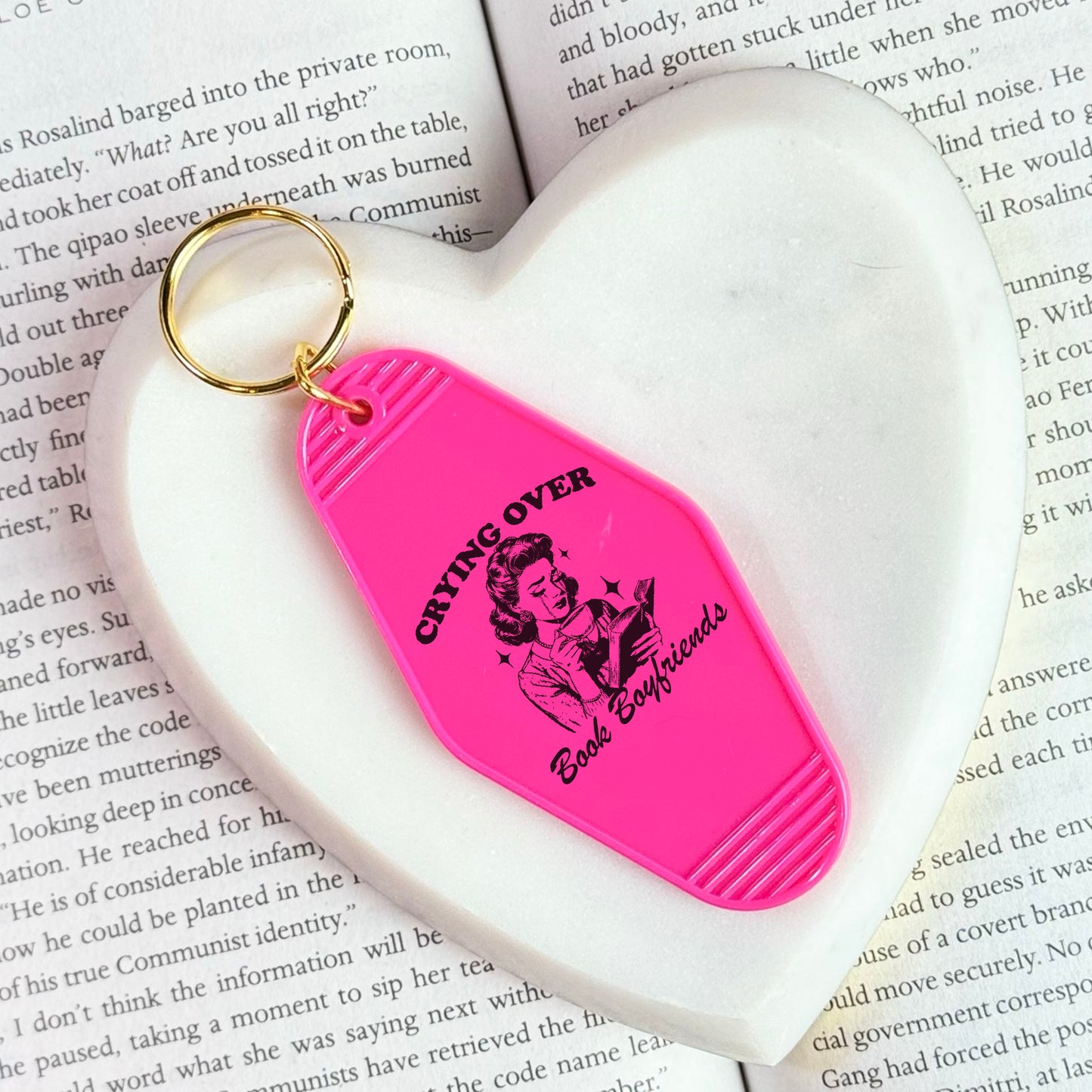Crying Over Book Boyfriends Bookish Motel Keychain