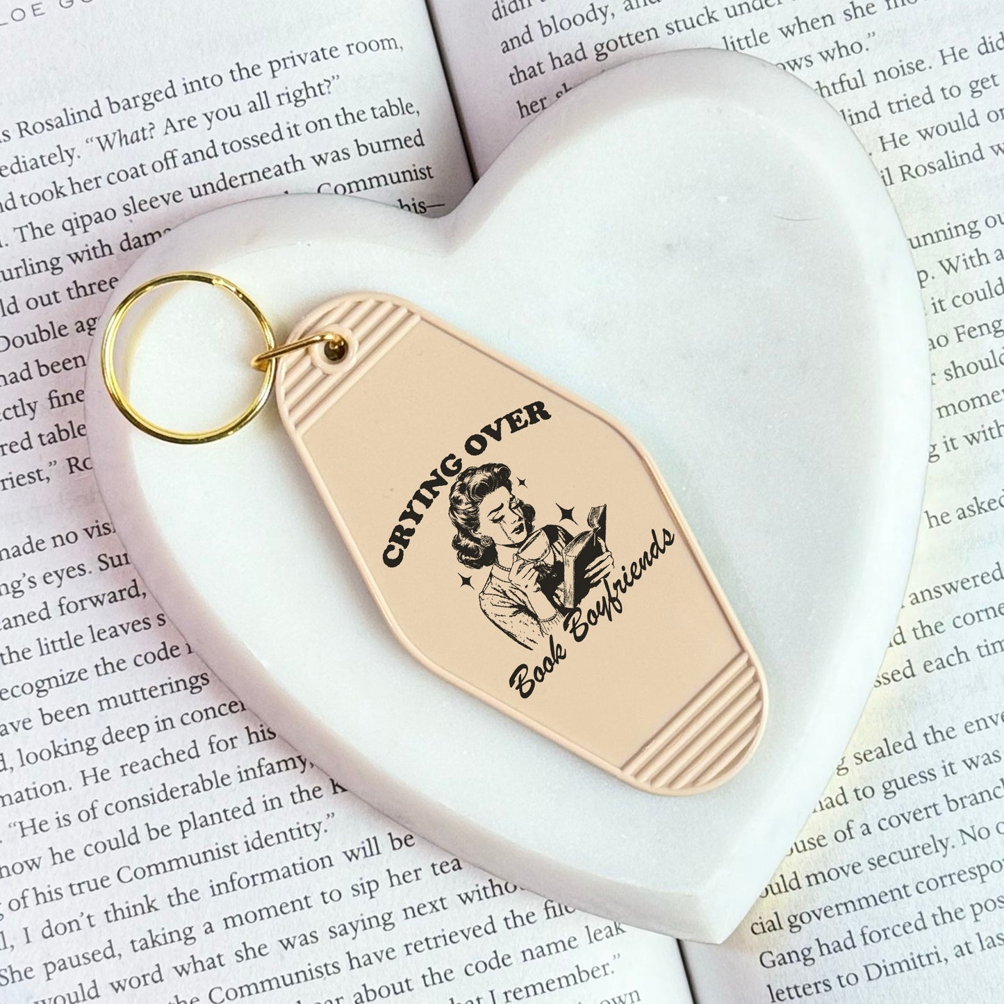 Crying Over Book Boyfriends Bookish Motel Keychain