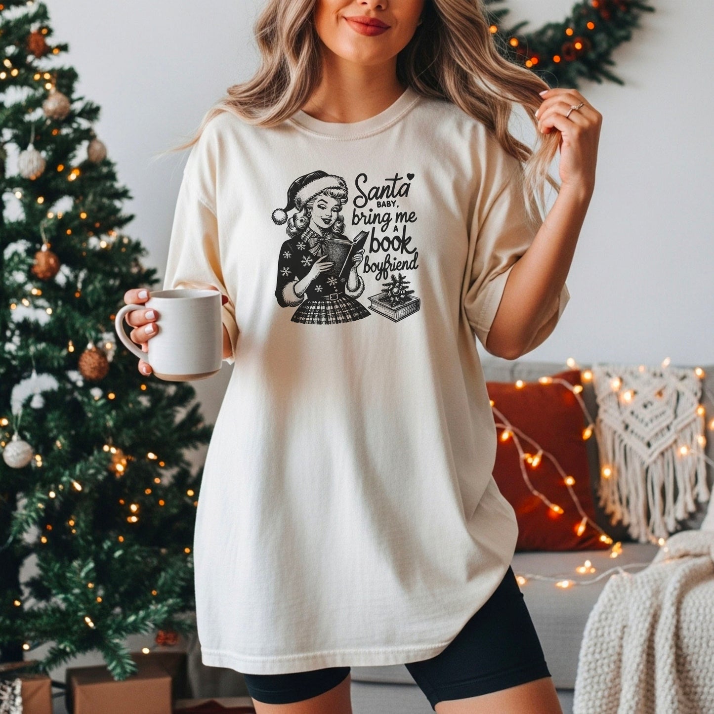 Santa Baby Bring Me A Book Boyfriend Heavyweight Comfort Colors Shirt