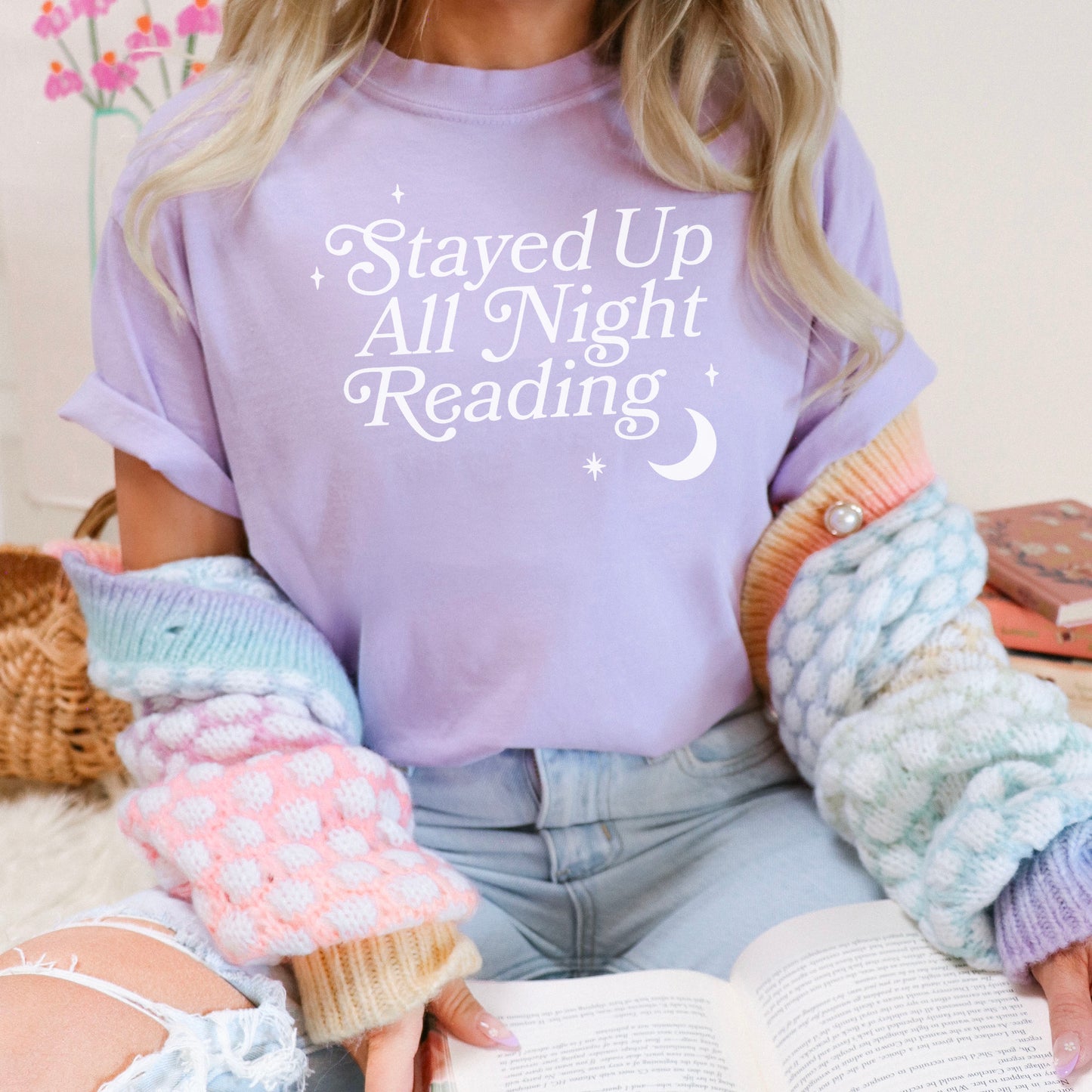 Stayed Up All Night Reading" Comfort Colors Heavyweight Shirt | Perfect for Book Lovers
