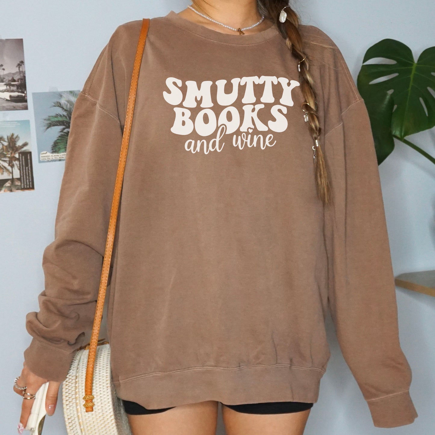 Smutty Books And Wine Lightweight Comfort Colors Sweatshirt