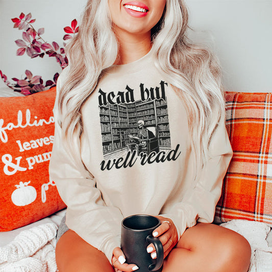 Dead But Well Read Gildan Crewneck Sweatshirt