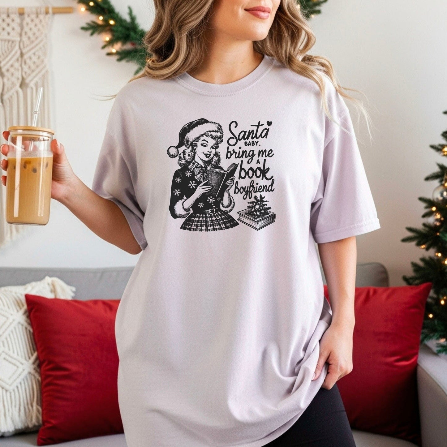 Santa Baby Bring Me A Book Boyfriend Heavyweight Comfort Colors Shirt