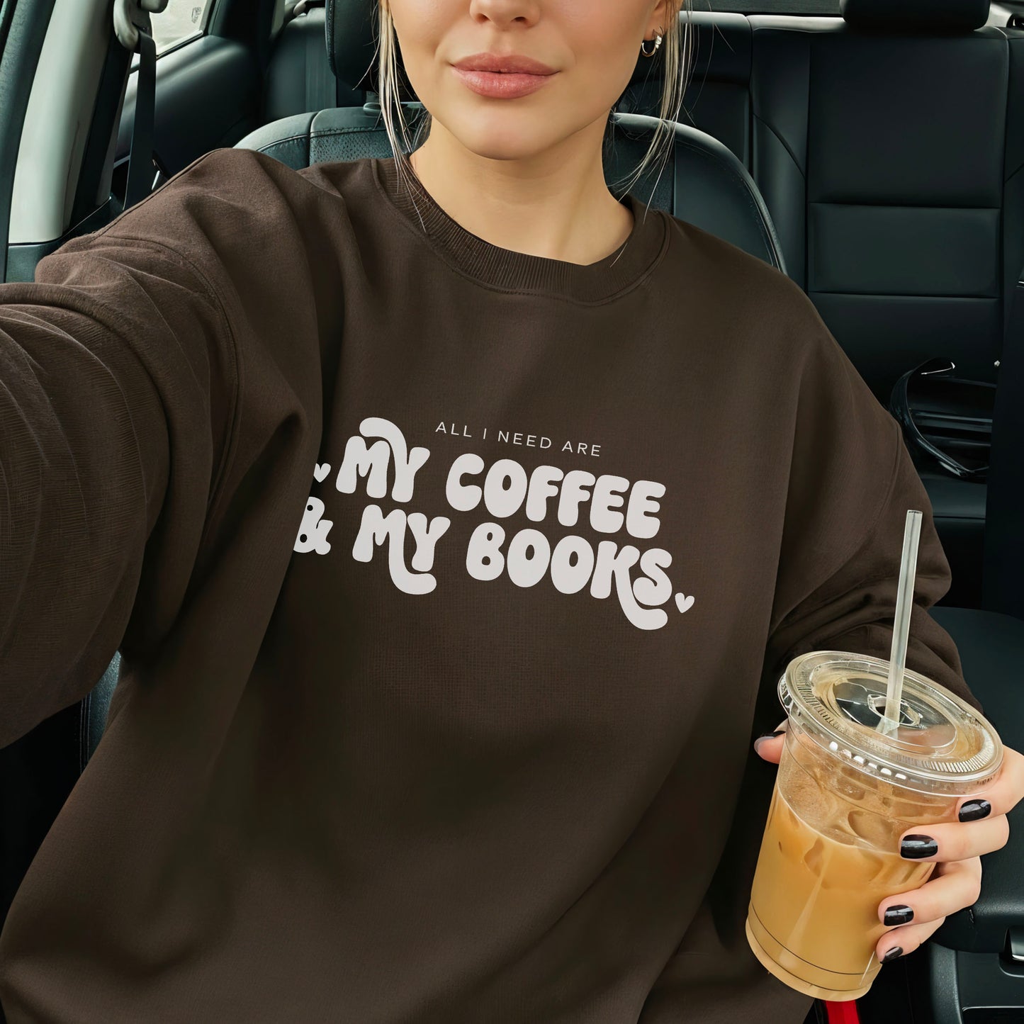 All I Need Are My Coffee & My Books Gildan Crewneck Sweatshirt