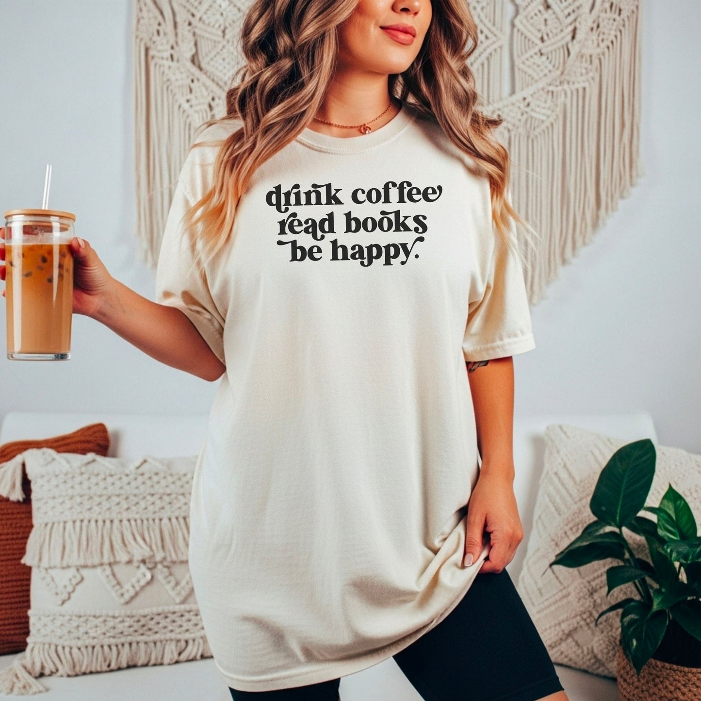 Drink Coffee Read Books Be Happy Heavyweight Comfort Colors Shirt