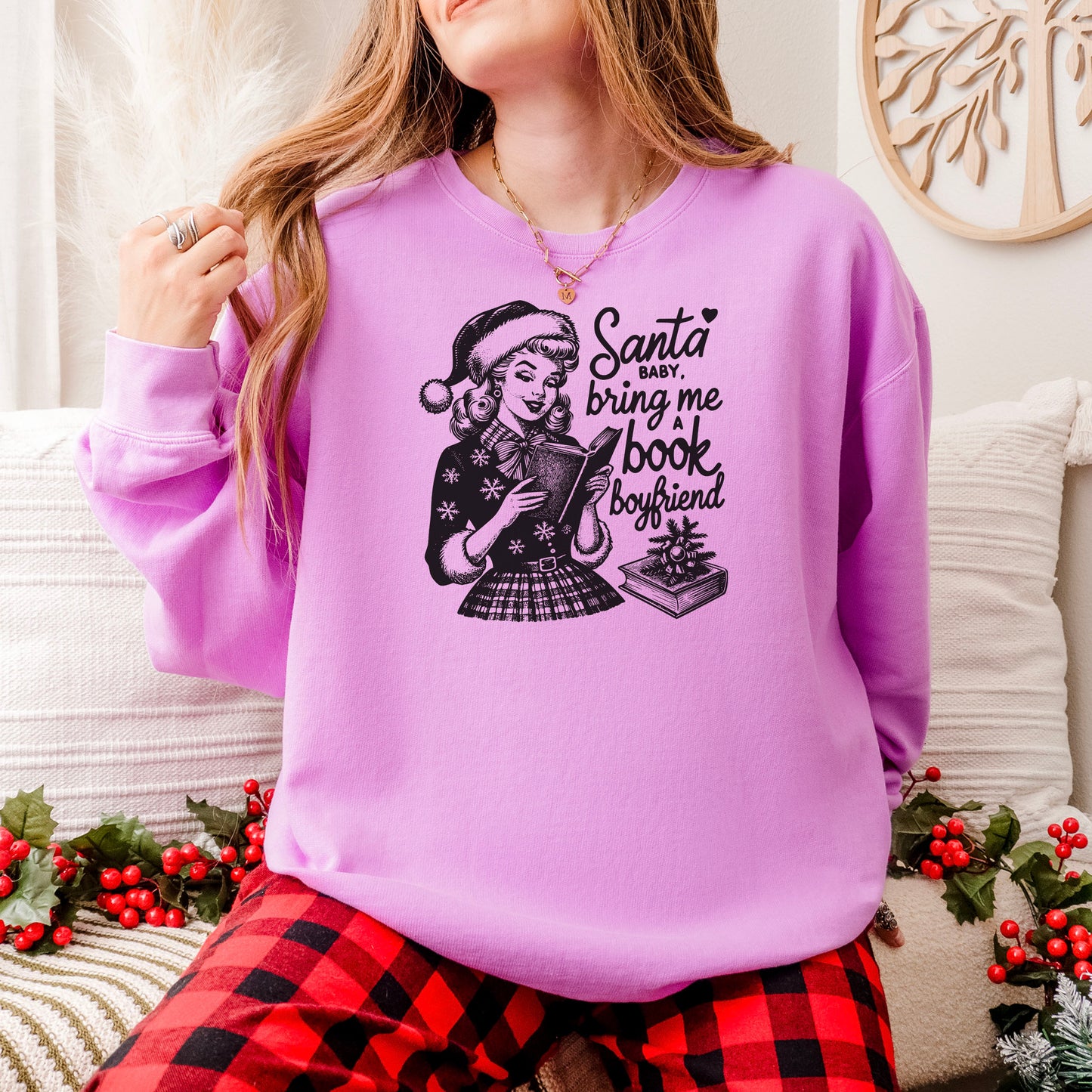Santa Baby Bring Me A Book Boyfriend Lightweight Comfort Colors Sweatshirt
