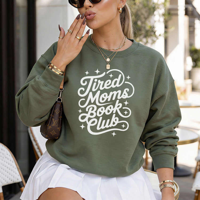 Tired Moms Book Club Gildan Crewneck Sweatshirt