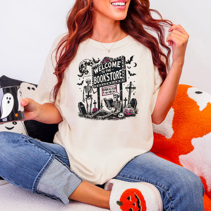 Welcome To The Bookstore Comfort Colors Heavyweight Shirt | Halloween Bookworm Tee