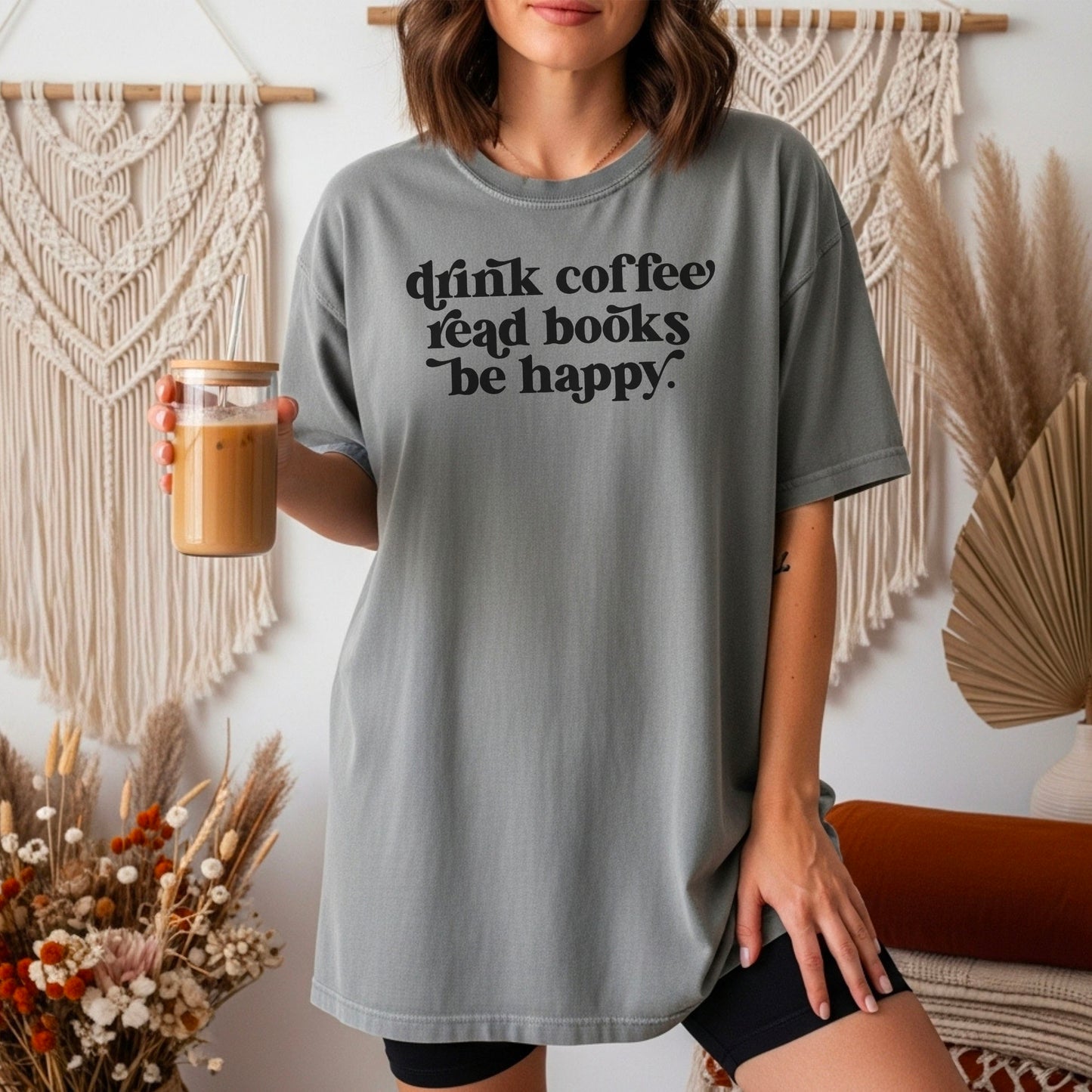 Drink Coffee Read Books Be Happy Heavyweight Comfort Colors Shirt