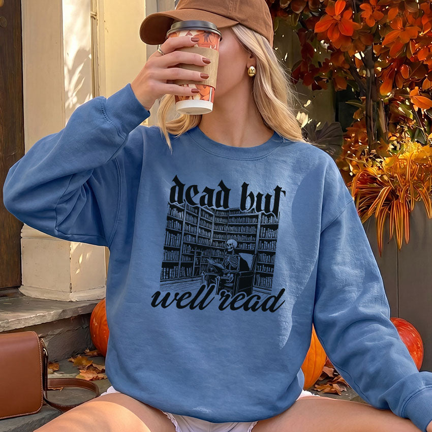 Dead But Well Read Gildan Crewneck Sweatshirt
