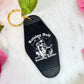 Raising Hell And Reading Books Retro Motel Keychain