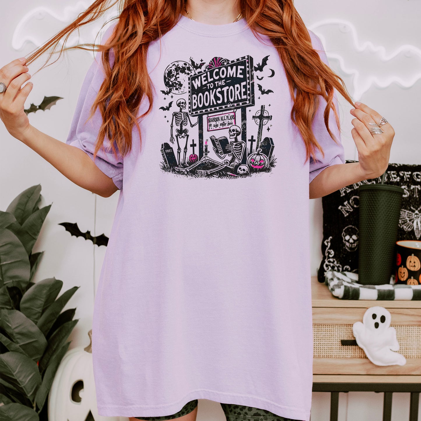Welcome To The Bookstore Comfort Colors Heavyweight Shirt | Halloween Bookworm Tee