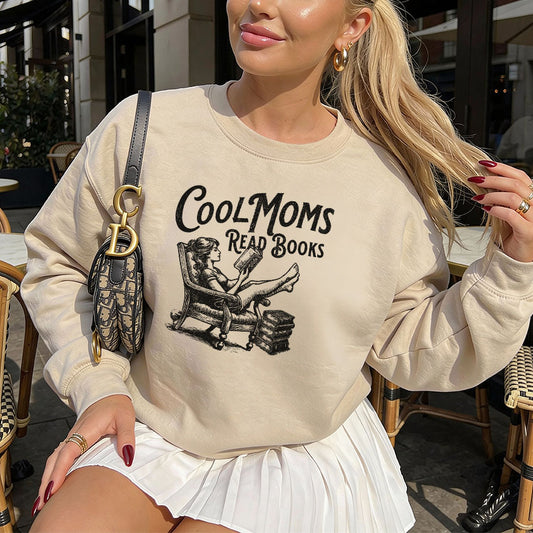 Cool Moms Read Books Gildan Crewneck Sweatshirt