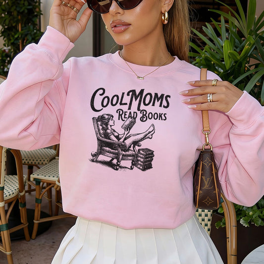 Cool Moms Read Books Gildan Crewneck Sweatshirt