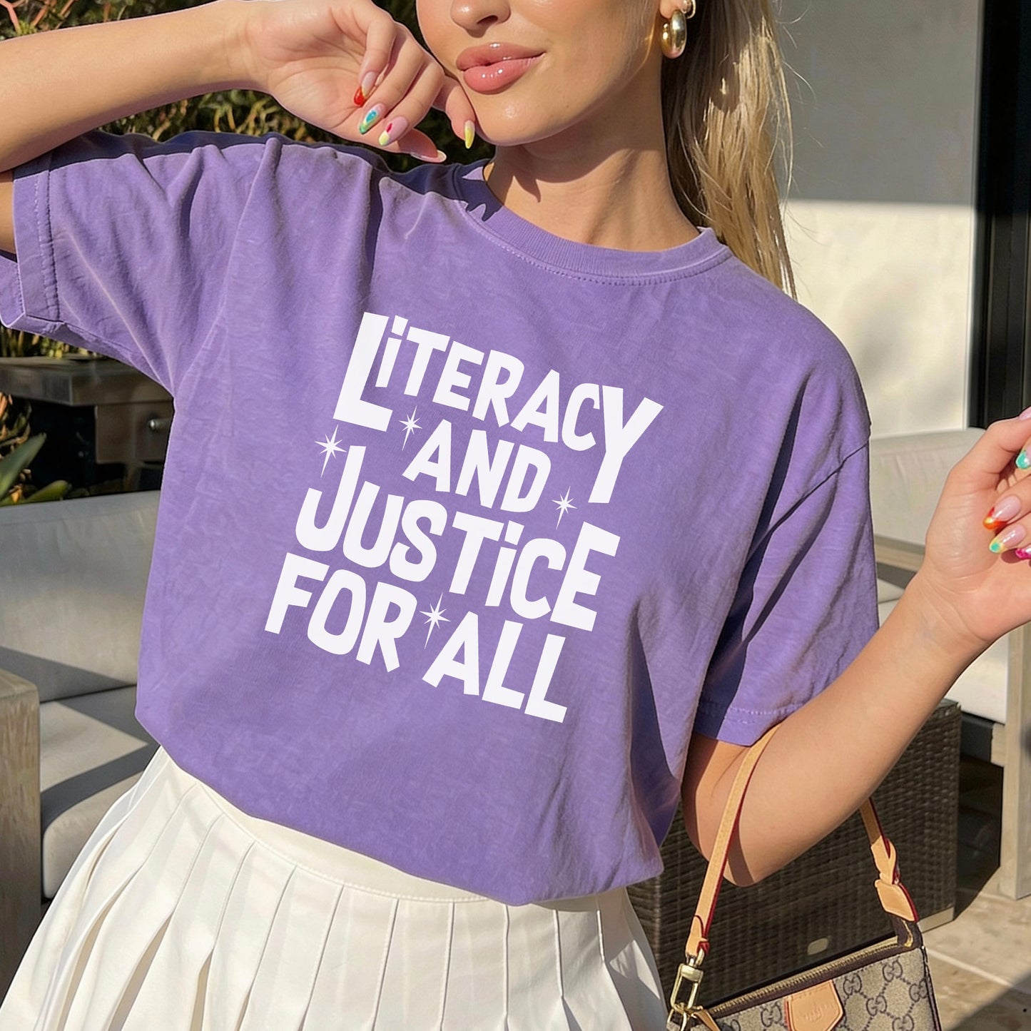 Literacy And Justice For All Heavyweight Comfort Colors Shirt