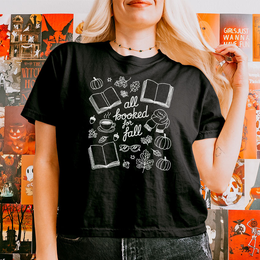 All Booked for Fall Heavyweight Comfort Colors Boxy Cropped Tee
