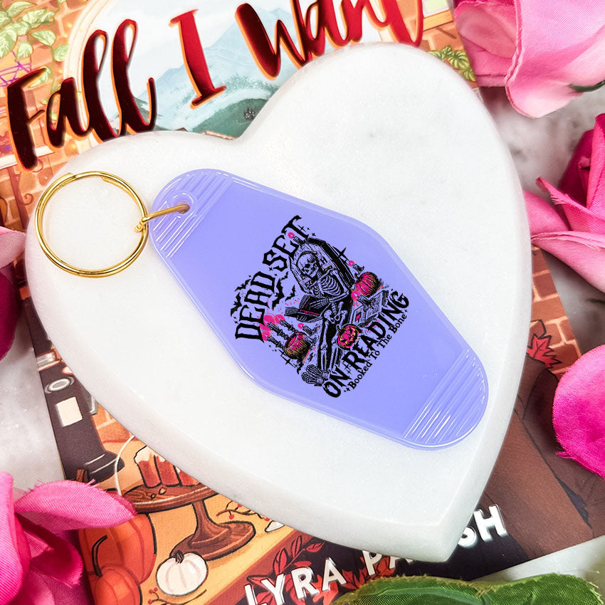 Dead Set on Reading Retro Motel Keychain