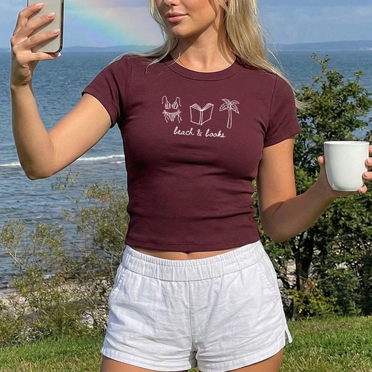 Beach & Books The Bella Canvas Micro Rib Baby Tee