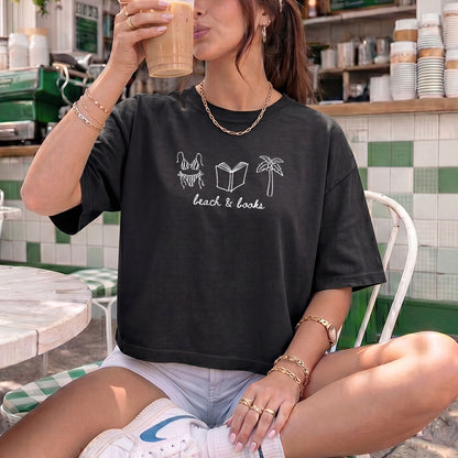 Beach & Books Heavyweight Comfort Colors Boxy Cropped Tee